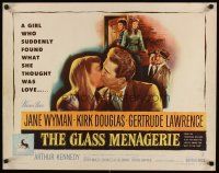 8y642 GLASS MENAGERIE 1/2sh '50 Jane Wyman thinks she loves Kirk Douglas, Tennessee Williams!