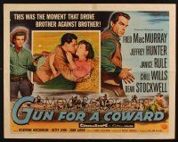 8y650 GUN FOR A COWARD style B 1/2sh '56 Fred MacMurray, Jeffrey Hunter, brother against brother!