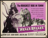 8y661 HELL'S BELLES 1/2sh '69 AIP, sexy biker babe, the roughest ride in town!