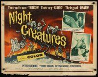 8y743 NIGHT CREATURES 1/2sh '62 Hammer, great horror art of skeletons riding skeleton horses!