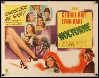 8y748 NOCTURNE 1/2sh '46 George Raft & Lynn Bari, cool film noir art, Hollywood glamor murder!