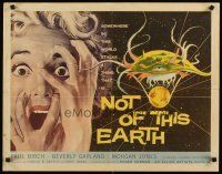 8y750 NOT OF THIS EARTH 1/2sh '57 classic close up art of screaming girl & alien monster!