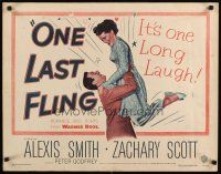 8y754 ONE LAST FLING 1/2sh '49 laughing Zachary Scott hoists beautiful Alexis Smith in the air!