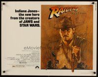 8y786 RAIDERS OF THE LOST ARK 1/2sh '81 great art of adventurer Harrison Ford by Richard Amsel!