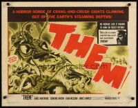 8y873 THEM 1/2sh '54 classic sci-fi, cool art of horror horde of giant bugs terrorizing people!