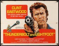 8y880 THUNDERBOLT & LIGHTFOOT red style 1/2sh '74 artwork of Clint Eastwood with HUGE gun!