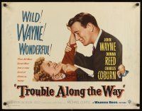 8y893 TROUBLE ALONG THE WAY 1/2sh '53 great image of John Wayne fooling around with Donna Reed!