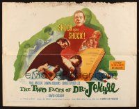 8y894 TWO FACES OF DR. JEKYLL 1/2sh '61 shock upon shock, cool different horror artwork!