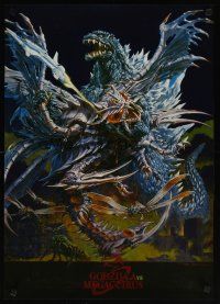 8y329 GODZILLA VS. MEGAGUIRUS foil Japanese commercial poster '00 monster art by Noriyoshi Ohrai!