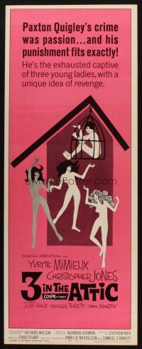 8z006 3 IN THE ATTIC insert '68 Yvette Mimieux, great sexy artwork of naked girls dancing!
