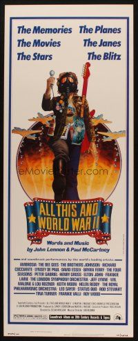 8z034 ALL THIS & WORLD WAR II insert '77 Lennon & McCartney, great hippie w/gas mask & bombers art!