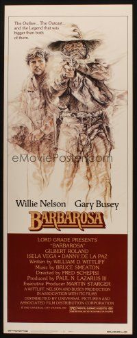 8z067 BARBAROSA insert '82 great art of Gary Busey & Willie Nelson with smoking gun!