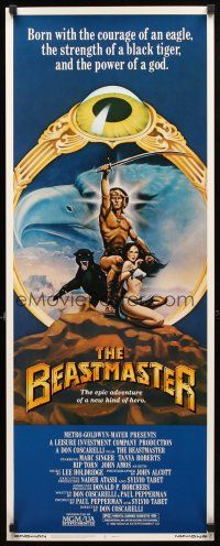 8z072 BEASTMASTER insert '82 cool fantasy art of barechested Marc Singer & sexy Tanya Roberts!
