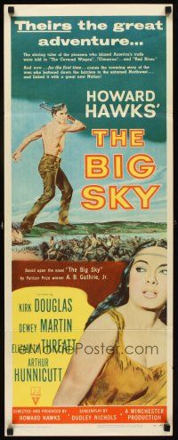 8z089 BIG SKY insert '52 Kirk Douglas in Howard Hawks' mighty adventure of the Great Northwest!