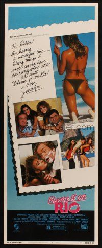 8z096 BLAME IT ON RIO insert '84 Demi Moore, Michael Caine, super sexy postcard image!