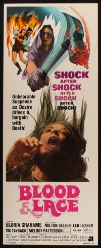 8z099 BLOOD & LACE insert '71 AIP, gruesome horror image of wacky cultist w/bloody hammer!
