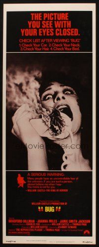 8z125 BUG insert '75 wild horror image of screaming girl on phone with flaming insect!