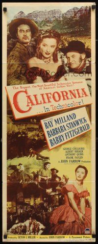 8z130 CALIFORNIA insert '46 Ray Milland, Barbara Stanwyck, Barry Fitzgerald