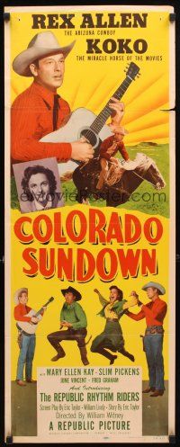 8z157 COLORADO SUNDOWN insert '51 Rex Allen singing with guitar & rides Koko the Miracle Horse!
