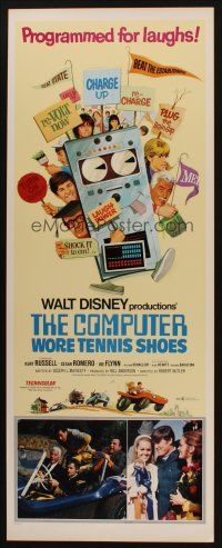 8z164 COMPUTER WORE TENNIS SHOES insert '69 Walt Disney, art of young Kurt Russell & wacky machine