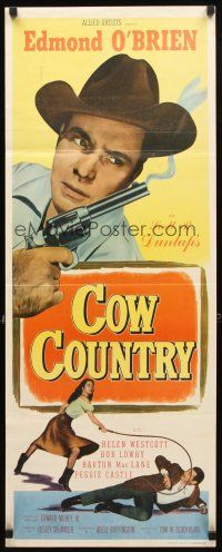 8z172 COW COUNTRY insert '53 cowboy Edmond O'Brien with smoking gun, Helen Westcott with whip!