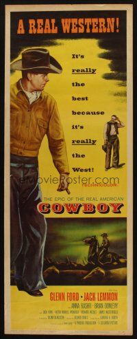 8z173 COWBOY insert '58 Glenn Ford & Jack Lemmon in a REAL western!