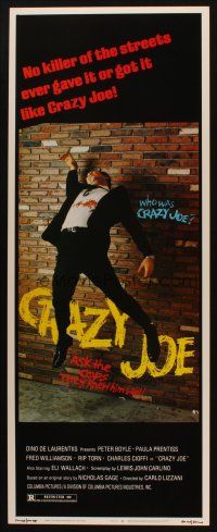 8z177 CRAZY JOE insert '74 wacky image of Peter Boyle as mafioso Joey Gallo!