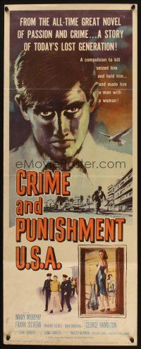 8z181 CRIME & PUNISHMENT U.S.A. insert '59 introducing George Hamilton, from the world-famed novel!