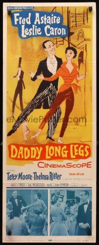 8z189 DADDY LONG LEGS insert '55 wonderful art of Fred Astaire in tux dancing with Leslie Caron!