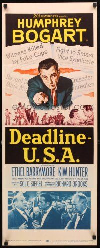 8z200 DEADLINE-U.S.A. insert '52 newspaper editor Humphrey Bogart, best journalism movie ever!