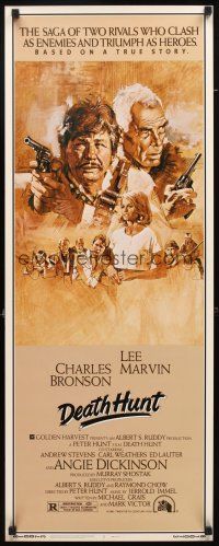 8z204 DEATH HUNT insert '81 artwork of Charles Bronson & Lee Marvin with guns by John Solie!