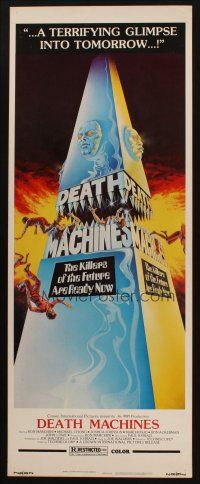 8z205 DEATH MACHINES insert '76 wild sci-fi art image, the killers of the future are ready now!