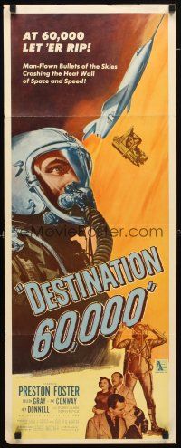 8z208 DESTINATION 60,000 insert '57 cool artwork of military man-flown bullets of the skies!