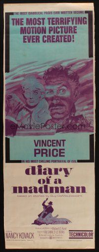 8z215 DIARY OF A MADMAN insert '63 Vincent Price in his most chilling portrayal of evil!