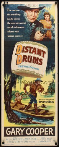 8z221 DISTANT DRUMS insert '51 cool artwork of Gary Cooper in the Florida Everglades!