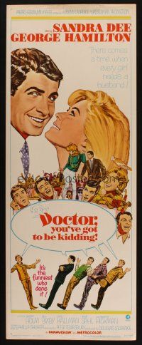 8z225 DOCTOR YOU'VE GOT TO BE KIDDING insert '67 art of Sandra Dee & George Hamilton by Hooks!