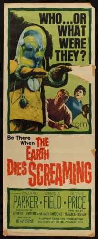 8z237 EARTH DIES SCREAMING insert '64 Terence Fisher sci-fi, wacky monster, who or what were they?