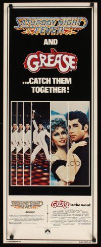8z322 GREASE/SATURDAY NIGHT FEVER insert '79 John Travolta dancing & with Olivia Newton-John!