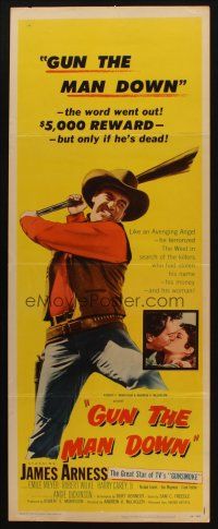 8z336 GUN THE MAN DOWN insert '56 James Arness terrorized the West in search of killers!