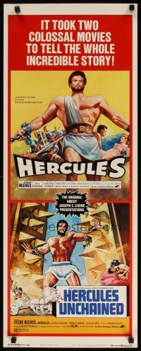 8z357 HERCULES/HERCULES UNCHAINED insert '73 world's mightiest man Steve Reeves double-bill!