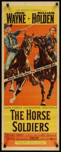 8z365 HORSE SOLDIERS insert '59 art of U.S. Cavalrymen John Wayne & William Holden, John Ford