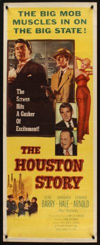 8z374 HOUSTON STORY insert '55 Gene Barry, Barbara Hale, William Castle, a gusher of excitement!