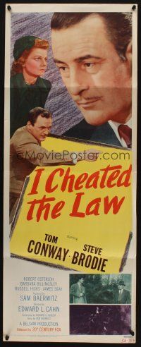 8z379 I CHEATED THE LAW insert '49 Tom Conway, Steve Brodie, Barbara Billingsley, crime!