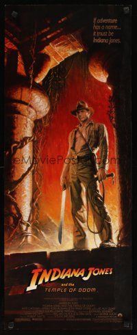 8z389 INDIANA JONES & THE TEMPLE OF DOOM insert '84 art of Harrison Ford by Bruce Wolfe!