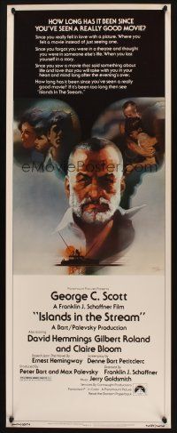 8z396 ISLANDS IN THE STREAM insert '77 Ernest Hemingway, Bob Peak art of George C. Scott & cast!