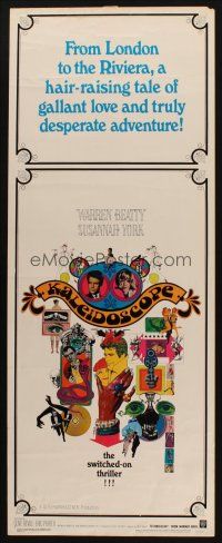 8z406 KALEIDOSCOPE insert '66 Warren Beatty, Susannah York, cool colorful Bob Peak art!