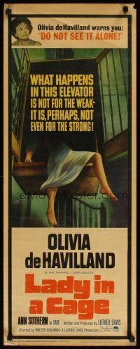 8z422 LADY IN A CAGE insert '64 Olivia de Havilland, it is not for the weak or the strong!