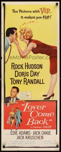 8z463 LOVER COME BACK insert '62 great artwork images of Rock Hudson & Doris Day!