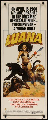 8z466 LUANA insert '73 great Frank Frazetta art of sexy female Tarzan with jungle animals!