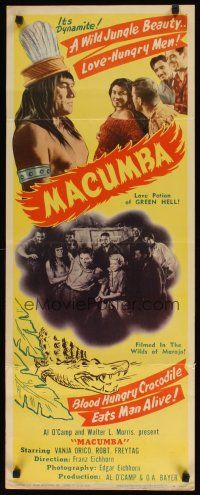 8z470 MACUMBA insert '56 artwork of a wild jungle beauty & love-hungry men fighting!